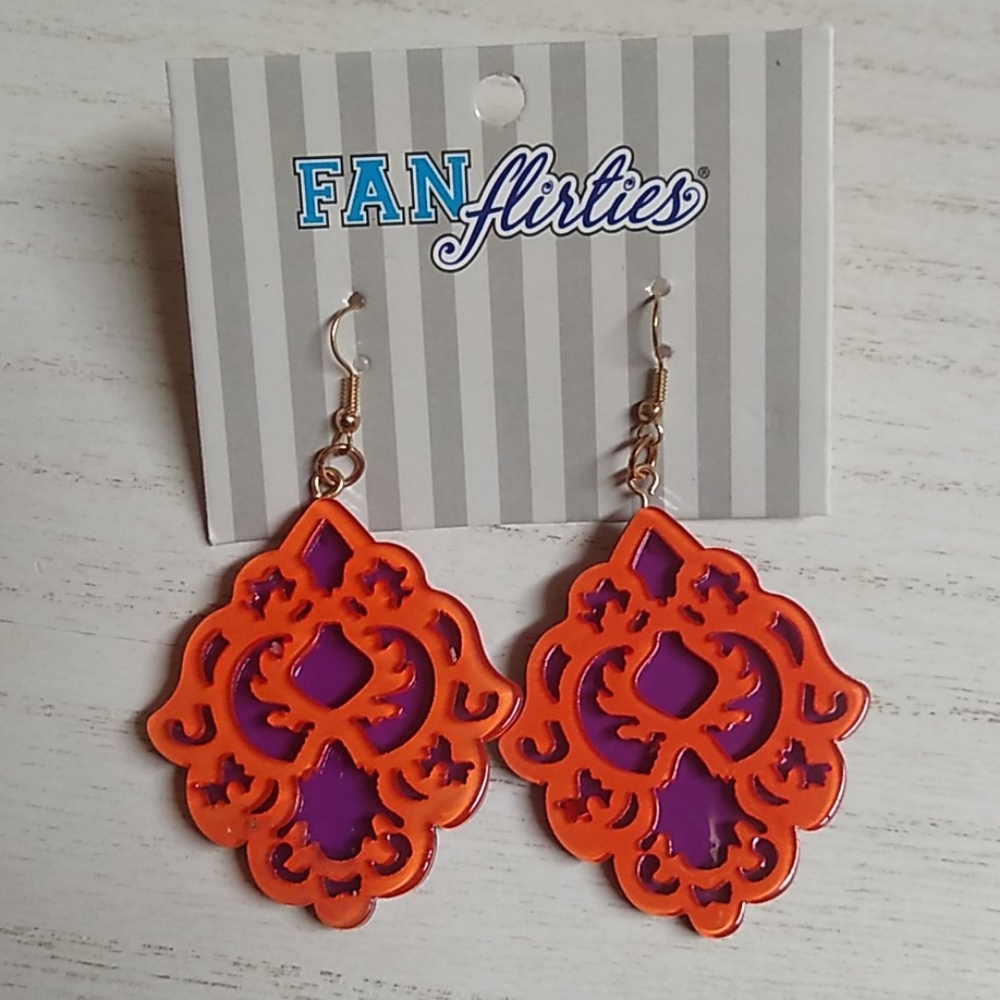 😻 3 For $15 Orange & Purple Big Lucite Dangles - Picture 1 of 3
